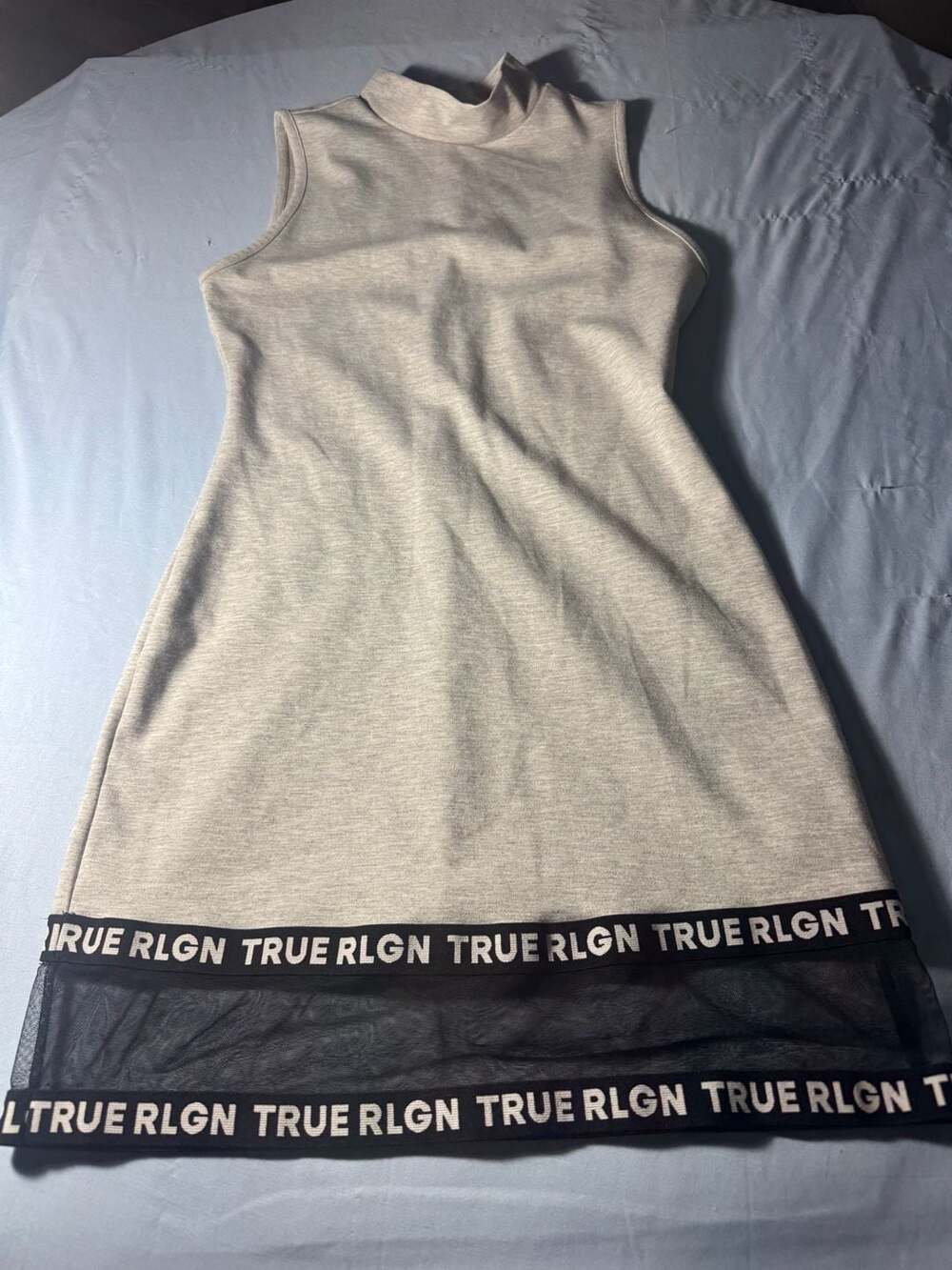 True Religion Mock Neck Sleeveless Dress Size L Grey